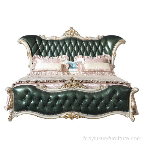 Ensemble de meubles de chambre à coucher européens de luxe en or royal